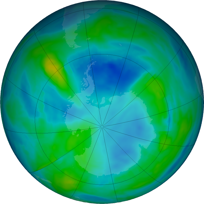 Antarctic ozone map for 17 May 2021